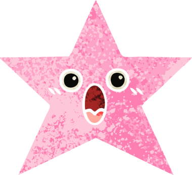 Bir insan tarafından çizilmiş yıldız balığının retro çizim tarzı karikatürü