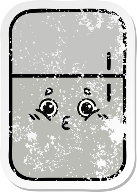 Bir insan tarafından çizilmiş şirin bir buzdolabının sıkıntılı çıkartması.