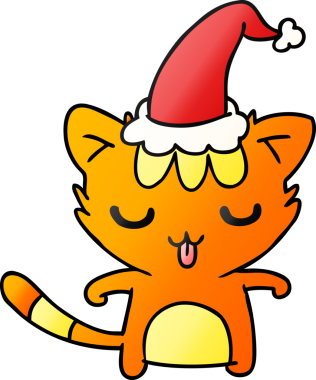 Bir insan tarafından çizilmiş kawaii kedisinin el çizimi gradyan çizgi filmi.