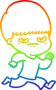 Gökkuşağı gradyan çizgi çizimi Bir insan tarafından çizilmiş bir çizgi film çocuğu