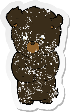 Bir insan tarafından çizilmiş sevimli bir çizgi film kara ayısının gerilimli çıkartması.