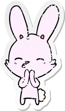 Bir insan tarafından çizilmiş garip bir tavşan çizgi filminin sıkıntılı çıkartması.