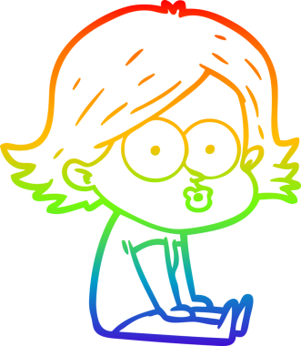 Gökkuşağı gradyan çizimi Bir insan tarafından çizilen çizgi film kızı