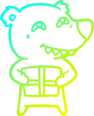 Bir insan tarafından çizilmiş bir karikatür ayısının soğuk çizgi çizimi