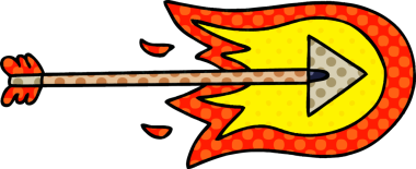 Bir insan tarafından çizilmiş çizgi roman tarzı garip yanan ok.