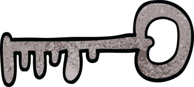 bir insan tarafından çizilmiş karikatür metal anahtarı.