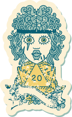 Retro Dövme Tarzı İnsan Barbarlığı Bir insan tarafından çizilmiş 20 zar ile