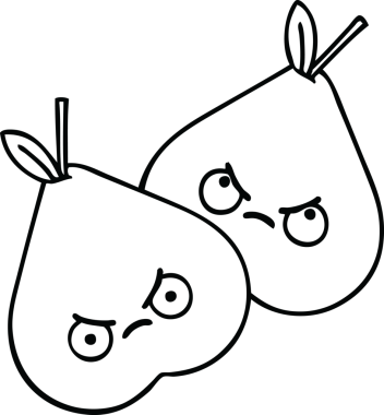 Bir insan tarafından çizilmiş yeşil bir armut çizimi.