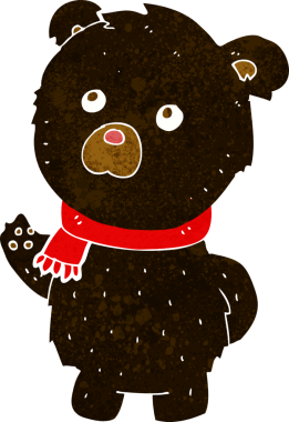 Bir insan tarafından çizilmiş şirin siyah ayı.