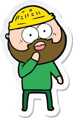 Bir insan tarafından çizilmiş sakallı bir adamın çıkartması.