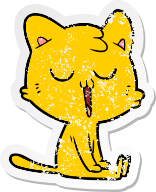 Bir insan tarafından çizilmiş çizgi film kedisinin sıkıntılı çıkartması.