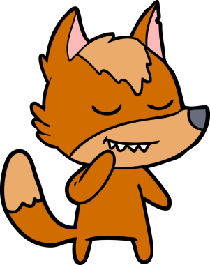 Bir insan tarafından çizilmiş tilki çizgi film karakteri