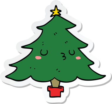 Bir insan tarafından çizilmiş şirin bir noel ağacının çıkartması.