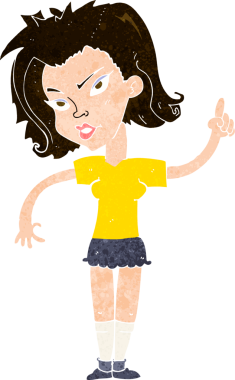 Bir insan tarafından çizilmiş bir fikri olan karikatür kadın.