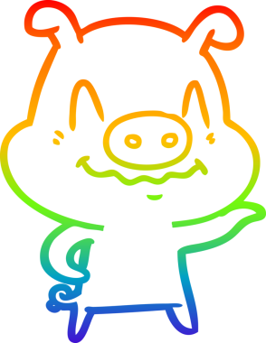 gökkuşağı gradyan çizimi bir insan tarafından çizilmiş sinir çizgi domuz