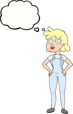 Bir insan tarafından çizilmiş serbest çizim baloncuk çiftçi kız.