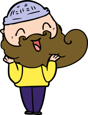 Bir insan tarafından çizilmiş mutlu sakallı adam.