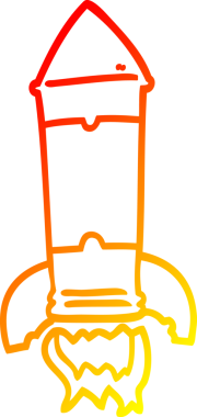 Bir insan tarafından çizilen çizgi roketin sıcak gradyan çizgisi