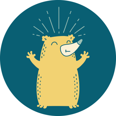 Bir insan tarafından çizilmiş mutlu ayı dövmesi ikonu