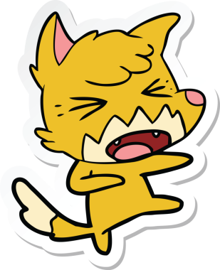 Bir insan tarafından çizilmiş kızgın bir tilki çizgi filminin çıkartması.