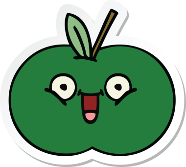 Bir insan tarafından çizilmiş tatlı, sulu bir elmanın çıkartması.