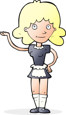 Bir insan tarafından çizilmiş çizgi film hizmetçisi.