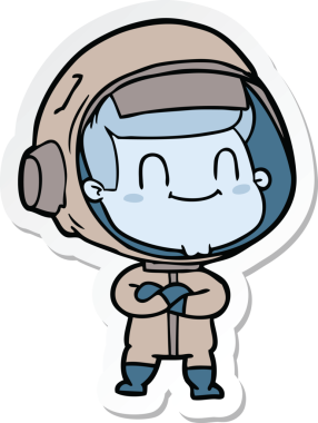 Bir insan tarafından çizilmiş mutlu bir astronotun çıkartması.