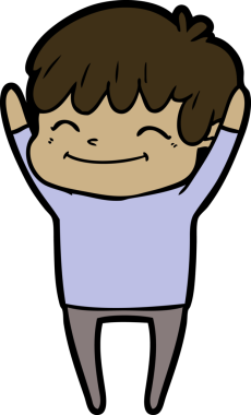 Bir insan tarafından çizilmiş mutlu çocuk çizgi filmi.