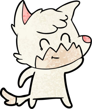 Bir insan tarafından çizilmiş çizgi film dostu tilki.