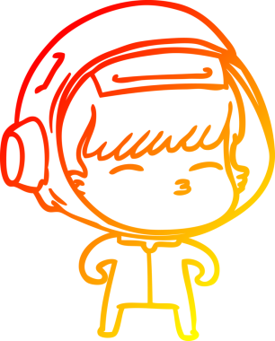 Bir insan tarafından çizilen çizgi film meraklısı astronotun sıcak gradyan çizimi