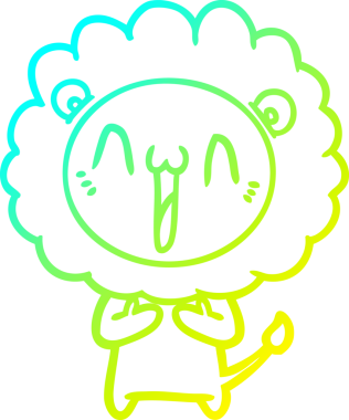 Bir insan tarafından çizilmiş mutlu çizgi film aslanı çizimi.