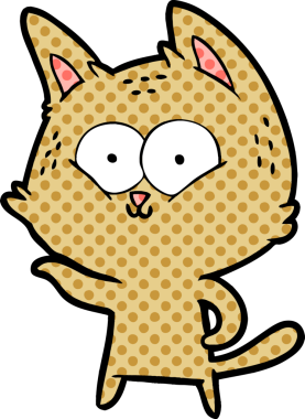 Bir insan tarafından çizilmiş çizgi film kedisi.