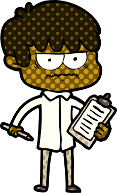 Bir insan tarafından çizilmiş sinirli çizgi film çocuğu.