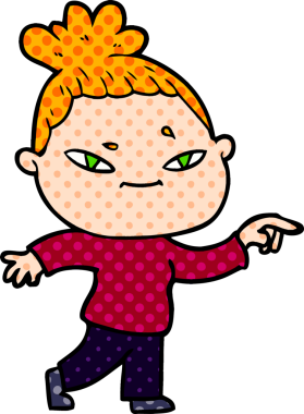 Bir insan tarafından çizilmiş karikatür kadın.