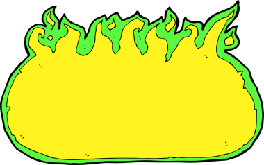 Çizgi film yeşil ateş sınırı bir insan tarafından çizildi