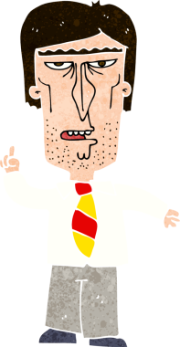 Huysuz patron bir insan tarafından çizilmiş.