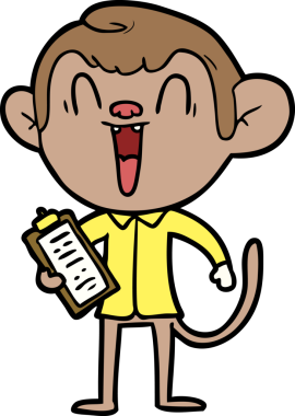 Bir insan tarafından çizilmiş gülen maymun çizgi filmi