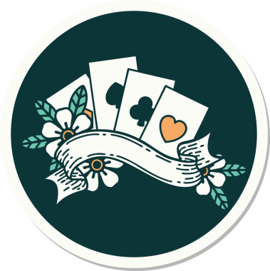 Geleneksel kart stili ve bir insan tarafından çizilmiş dövme çıkartması.