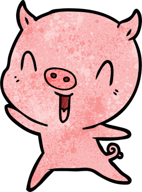 Bir insan tarafından çizilmiş mutlu çizgi film domuzu.