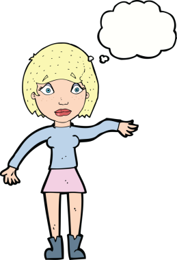 Bir insan tarafından çizilmiş düşünce balonlu bir karikatür.