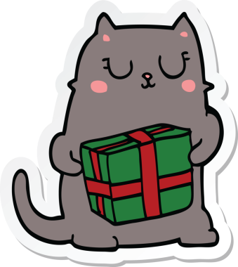 Bir insan tarafından çizilmiş bir karikatür Noel kedisinin çıkartması.