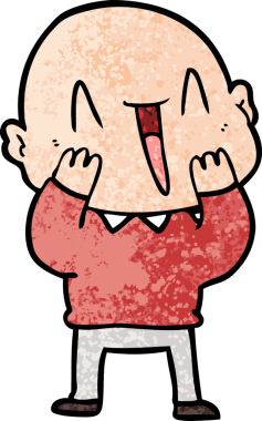 Bir insan tarafından çizilmiş mutlu, kel adam.