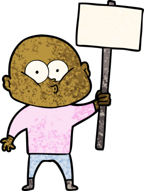 Bir insan tarafından çizilmiş kel bir adam.