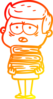 Bir insan tarafından çizilmiş, yorgun bir adamın çizgi çizimi.