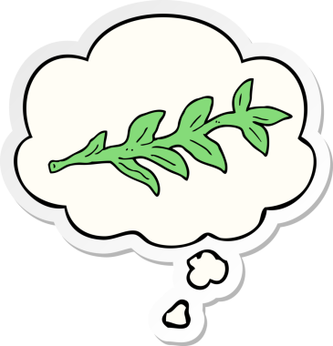 Düşünce baloncuklu çizgi film bitkisi insan tarafından çizilmiş bir çıkartma.