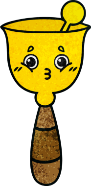 Bir insan tarafından çizilmiş okul çanının retro grunge desenli karikatürü.