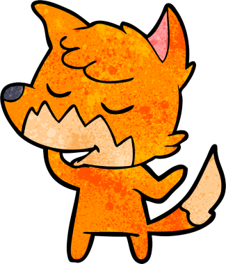 Bir insan tarafından çizilmiş dost canlısı çizgi film tilkisi