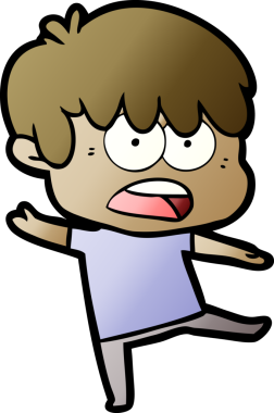 Bir insan tarafından çizilmiş endişeli çizgi film çocuğu.