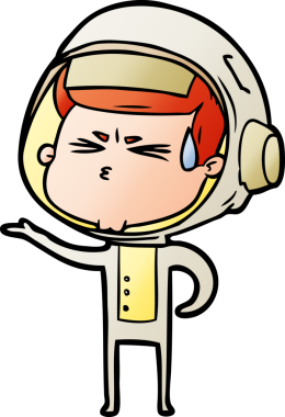 Çizgi film bir insan tarafından çizilmiş astronot.