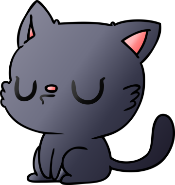 Bir insan tarafından çizilmiş sevimli kawaii kedisinin serbest çizim çizimi